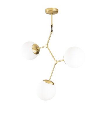 Lumi Loftlampe Hvid Glas Og Guldfarvet Metal