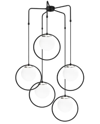 Lumi Loftlampe Hvid Glas Og Sort Jern