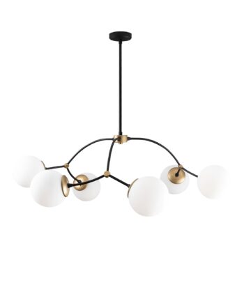 Lumi Loftlampe Hvid Glas Og Sort Jern