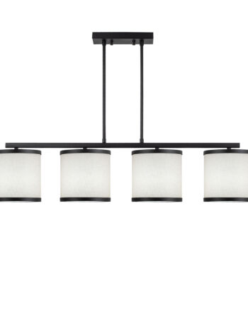 Lumi Loftlampe Hvid Stof Og Sort Metal