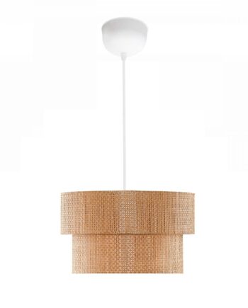 Lumi 242123 Loftlampe  Justerbar Højde Beige Flet Og Hvid Plastik