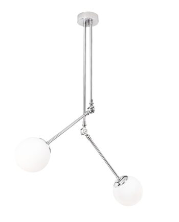 Lumi Madeira Loftlampe Hvid Glas Og Sølvfarvet Metal