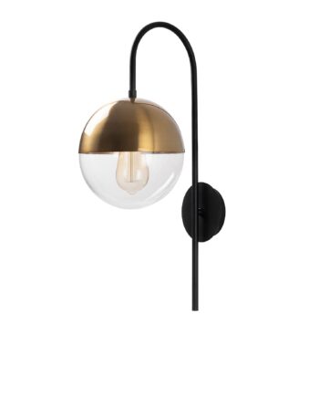 Lumi Væglampe Glas Og Guld Sort Metal