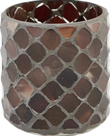 Lysestage House Doctor Brownie  Glas Og Cement  Brun Mosaikmønster  ø6 5xh8 Cm