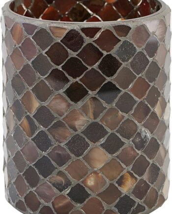 Lysestage House Doctor Brownie   Glas Og Cement ø10   H12   Cm Brun Glasmosaik