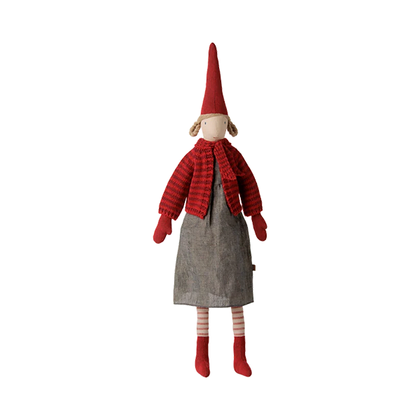 Maileg Jul Pixy  Str    Pige Stribet Strikket Cardigan  : Erling Christensen Møbler