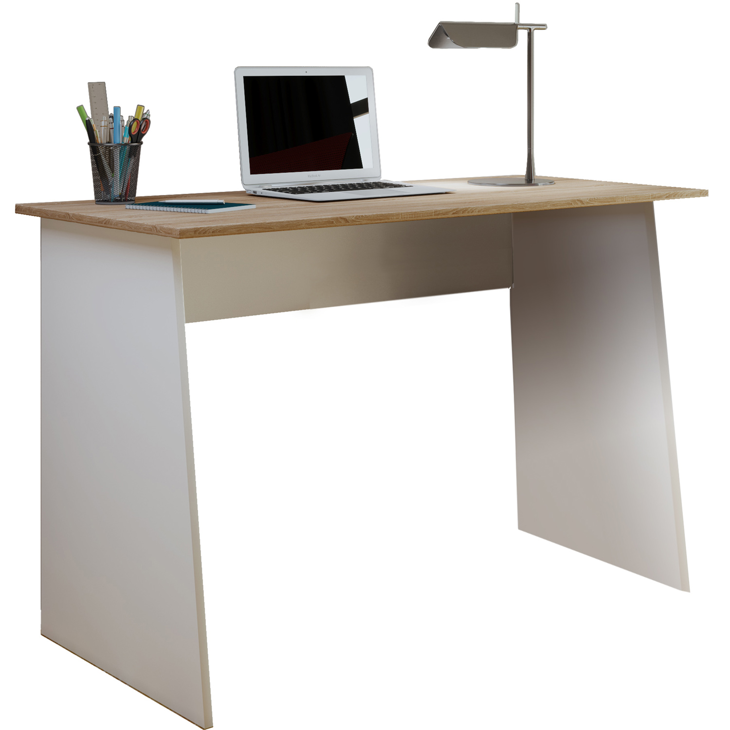Masola Maxi Skrivebord Hvid Og Natur Træ 110x50