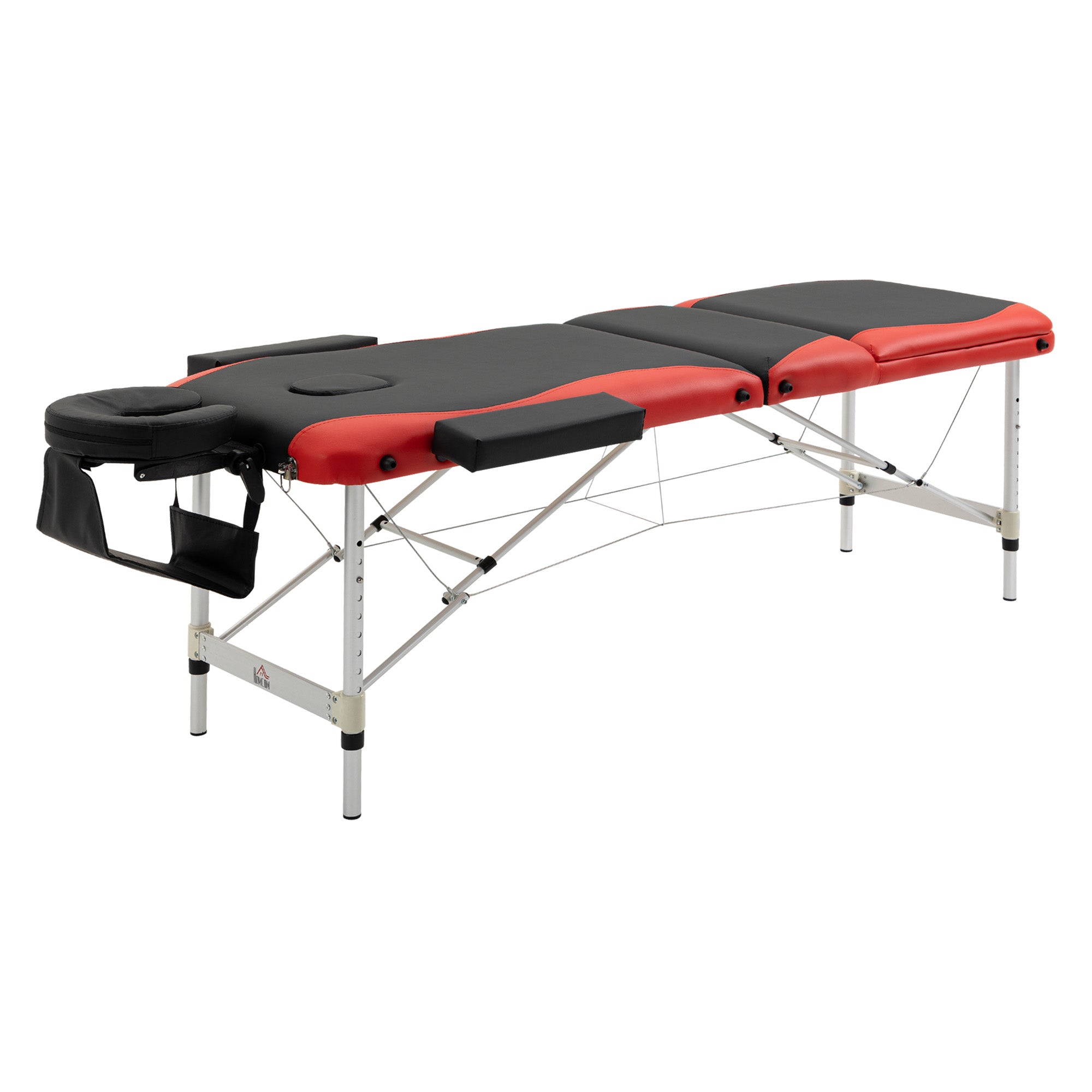 Massagebord  Højdejusterbar  Aluminium Og Skumplast Sort Rød  215   81   61-84 Cm