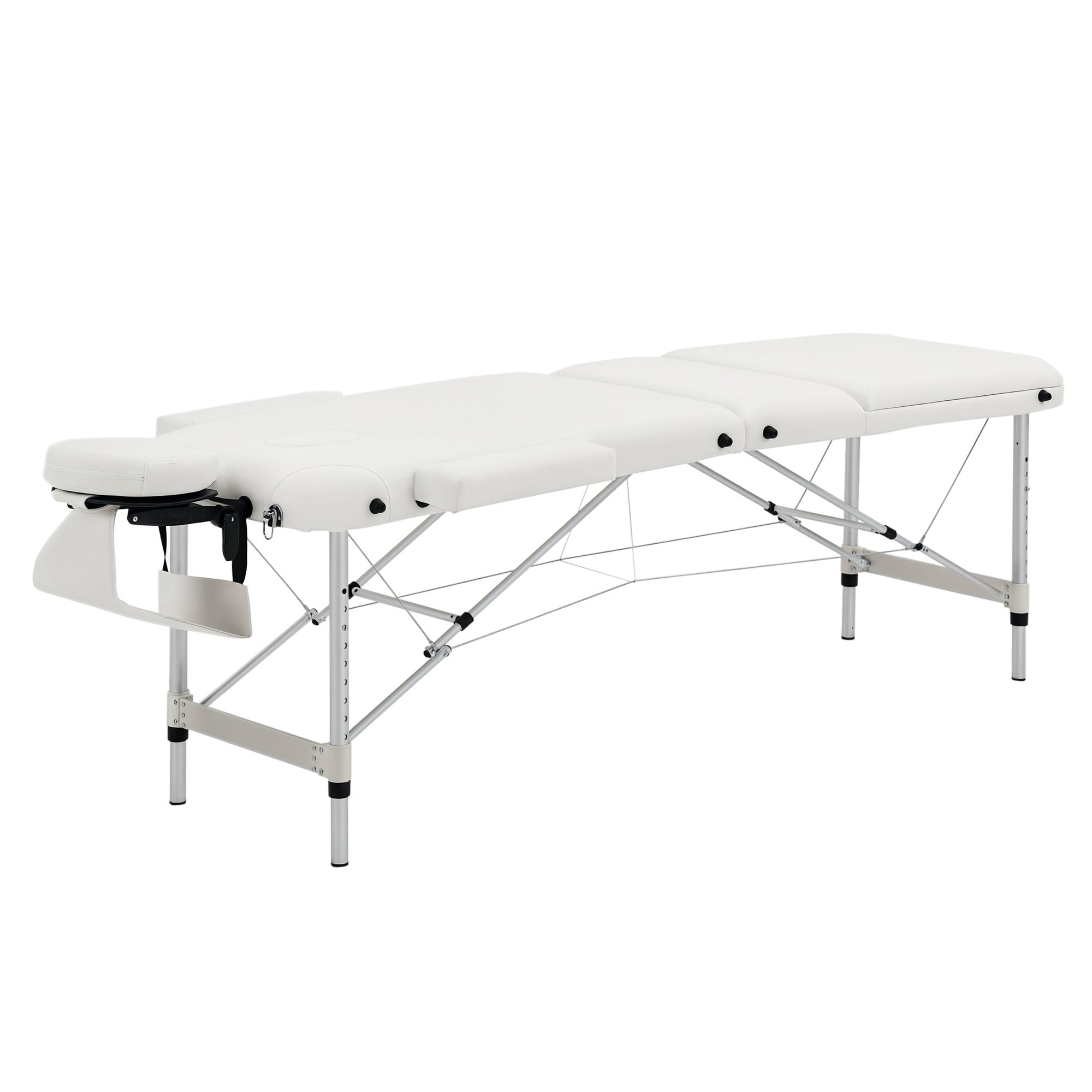 Massageborde Foldbare Kosmetikborde Højdejusterbar Massagebord Massageseng Aluminium Skumplast Hvid 215   81   61-84 Cm