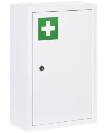 Medicinskab  Aflåseligt  Hylder  Stålkabinet  30   14   46 Cm  Hvid