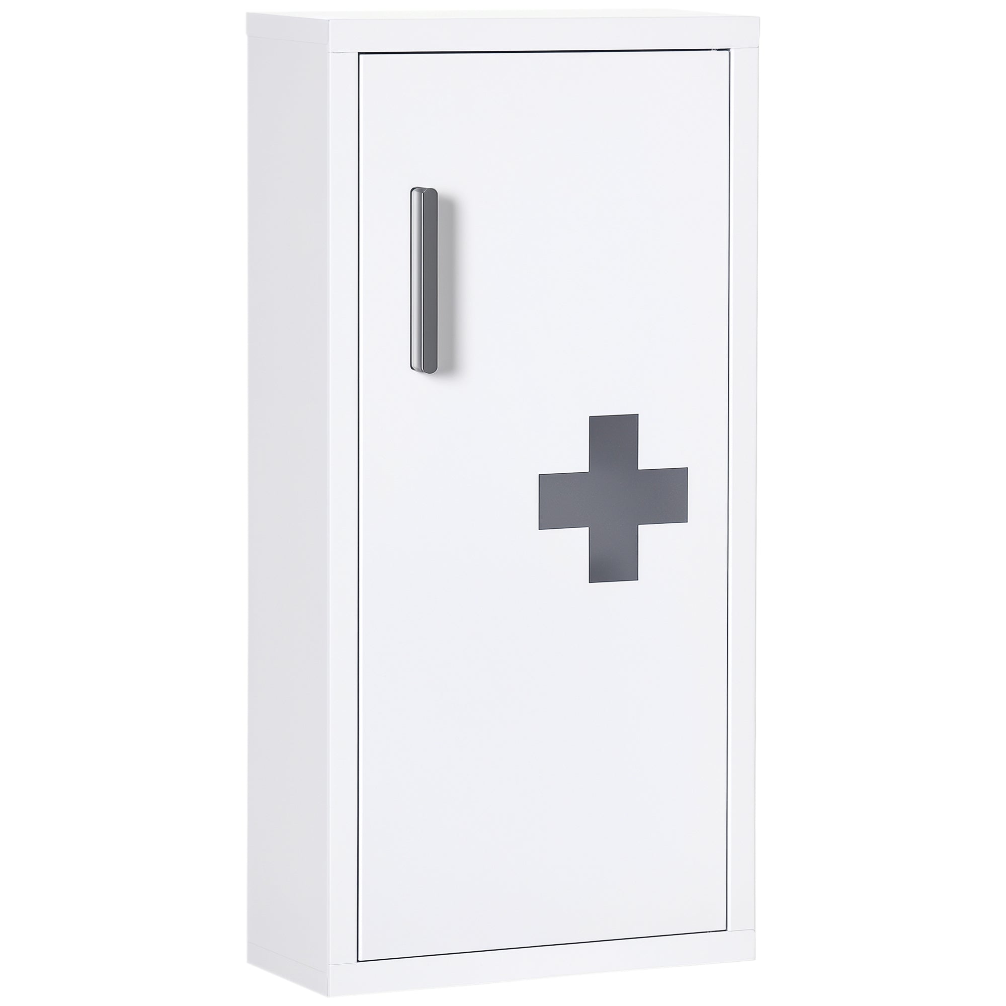 Medicinskab    Indvendige Rum  Magnetisk Lukning  Korssymbol  Stålkabinet  Hvid  30   12   60 Cm