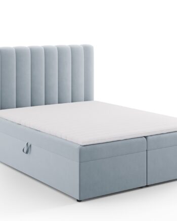 Micadoni Kelp Boxspring Seng     Sengegavl  Boxspring Madras  Topmadras Blå Fløjl  200x160