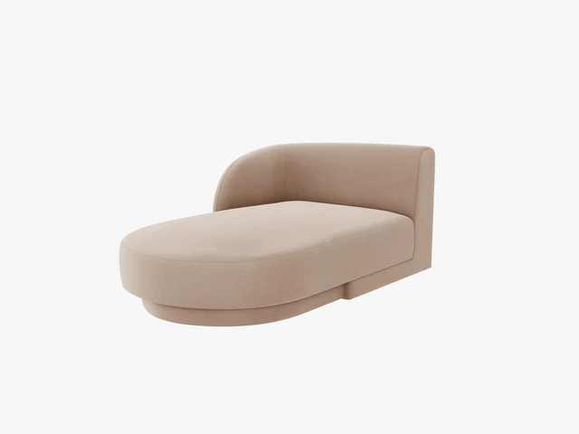 Micadoni Miley Chaiselong Venstre Brun Fløjl Og Sort Plast 150x95x70