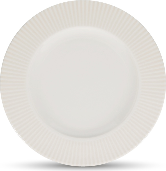 Middagstallerken Bonbistro Solis ø31 Cm Porcelæn Hvid Med Rillet Kant Tåler Opvaskemaskine Og Mikrobølgeovn