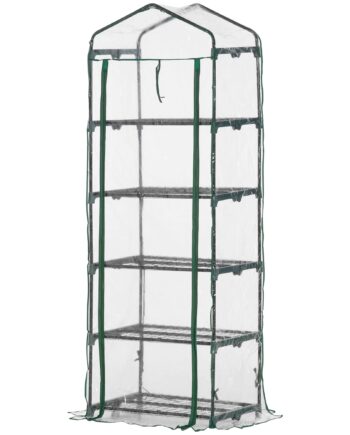 Minidrivhus Med   Hylder Til Blomster Eller Grøntsager  Transparent Grønt Stål  Plastik  69   49   193 Cm