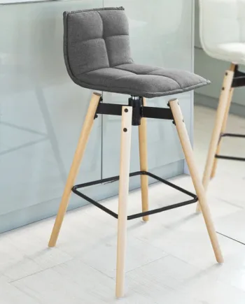 Moderne Barstol Med Grå Hynde  Ben   Bøgetræ  B38   D36   H98 Cm