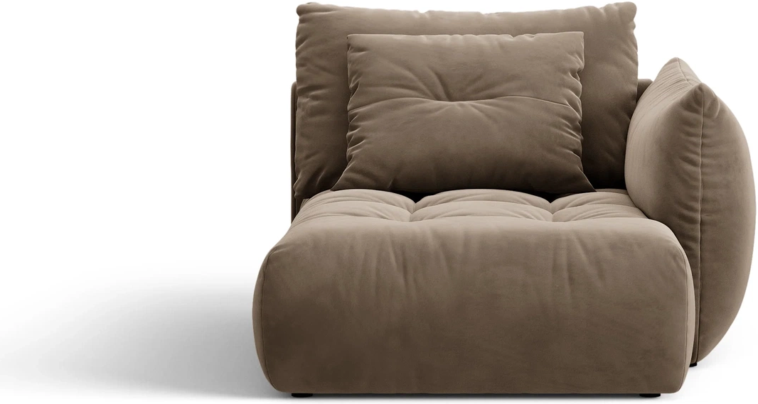 Modulsofa Chaiselong Daybed Micadoni Bloom  Højre  Casino Taupe Lys Brun Velour  Slidstærk Pletafvisende