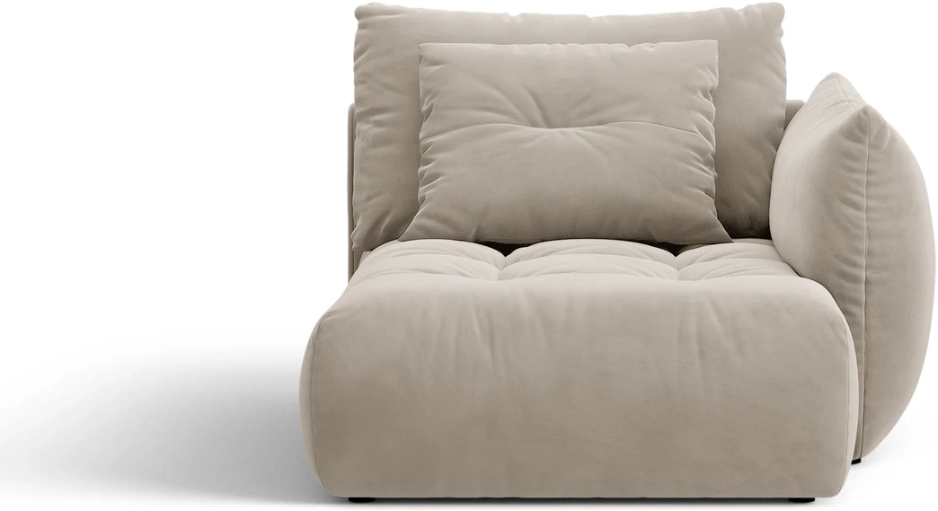 Modulsofa   Daybed Micadoni Bloom  Chaiselong Højre  Lys Beige Velour Casino Pearl  Pletafvisende