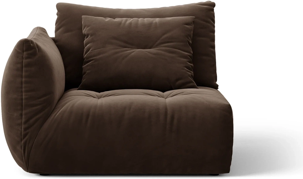 Modulsofa Venstrevendt Micadoni Bloom Velour Bluvel Mørkebrun   Quiltet  Silkeblød