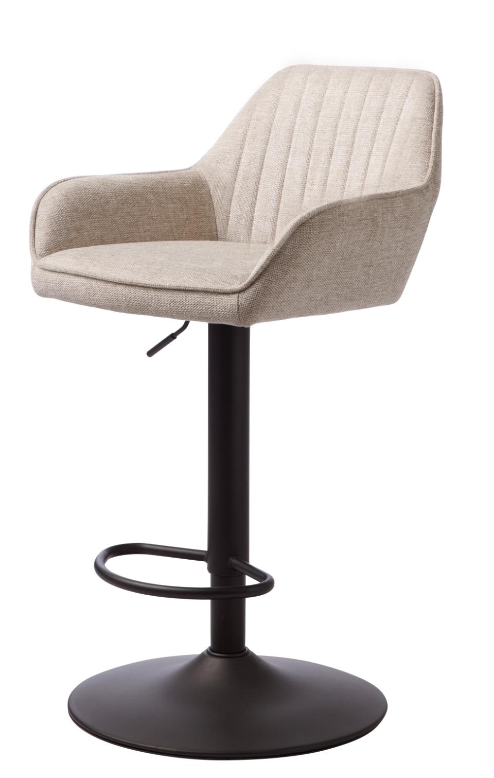 Nolan Barstol  Stribe     Ryglæn  Armlæn Og Fodstøtte Sand Polyester Og Sort Metal