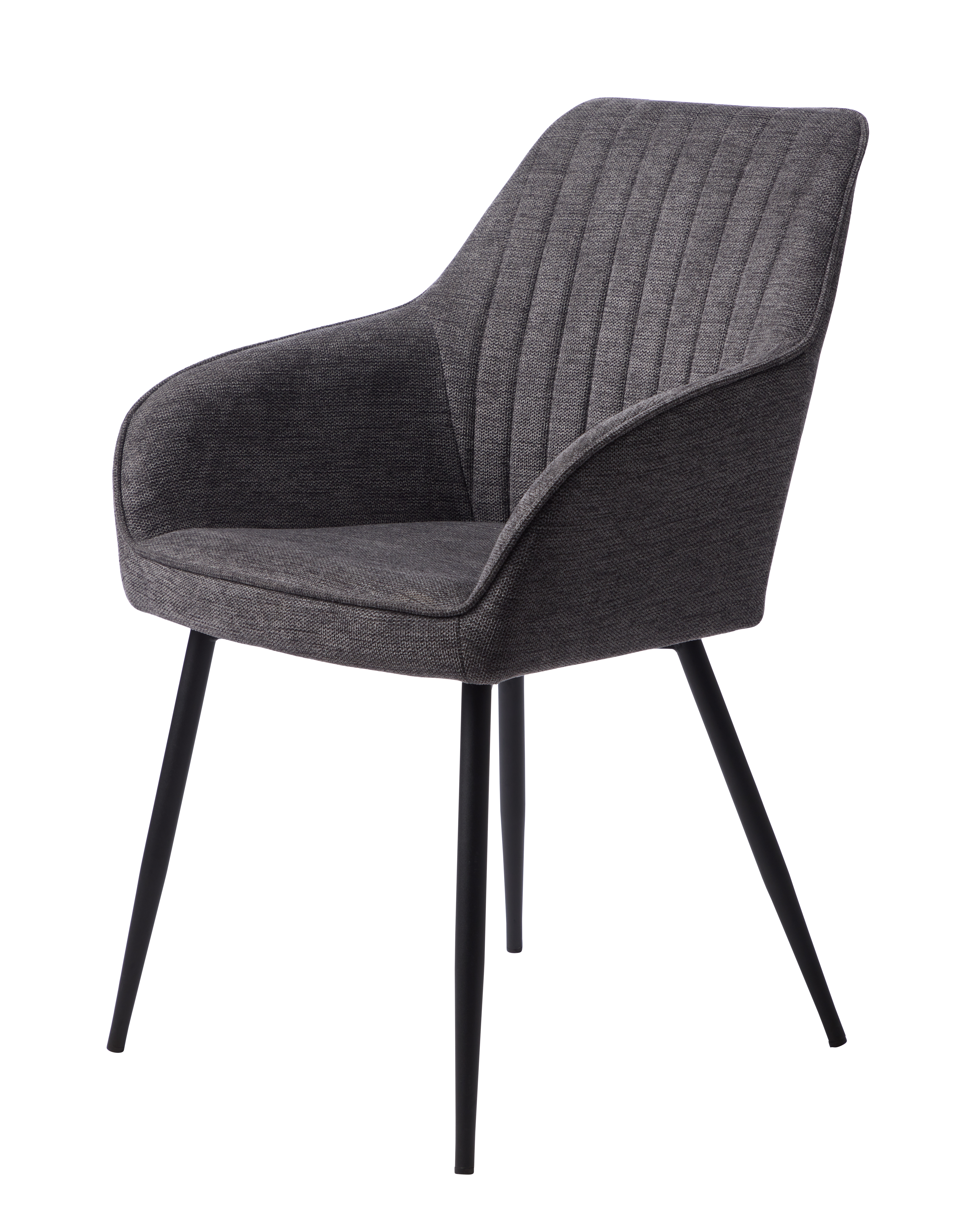 Nolan Spisebordsstol  Stribe     Armlæn Mørkegrå Polyester Og Sort Metal