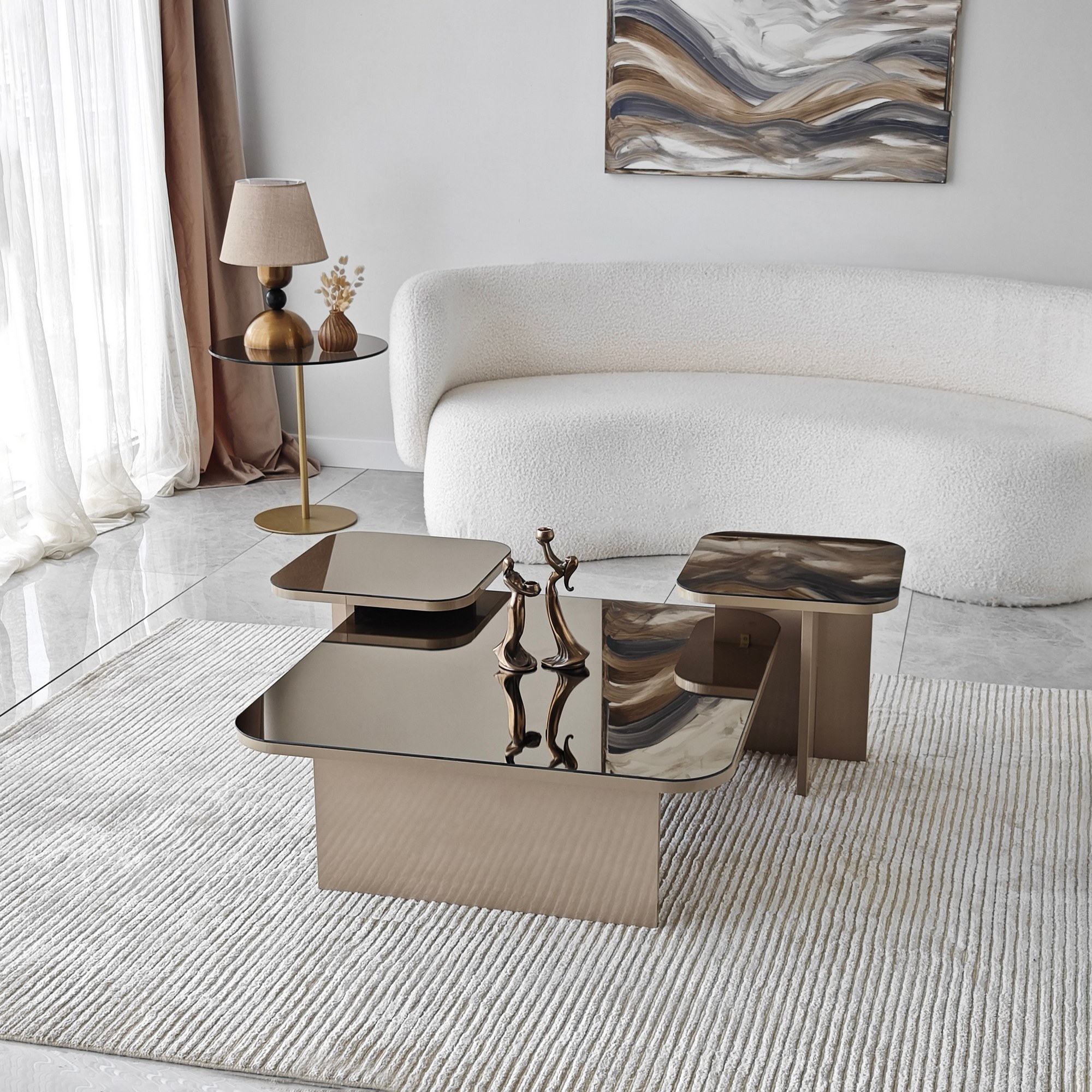Nordvärk Jazz Sofabord Beige Bronze Melamin  Sæt Med