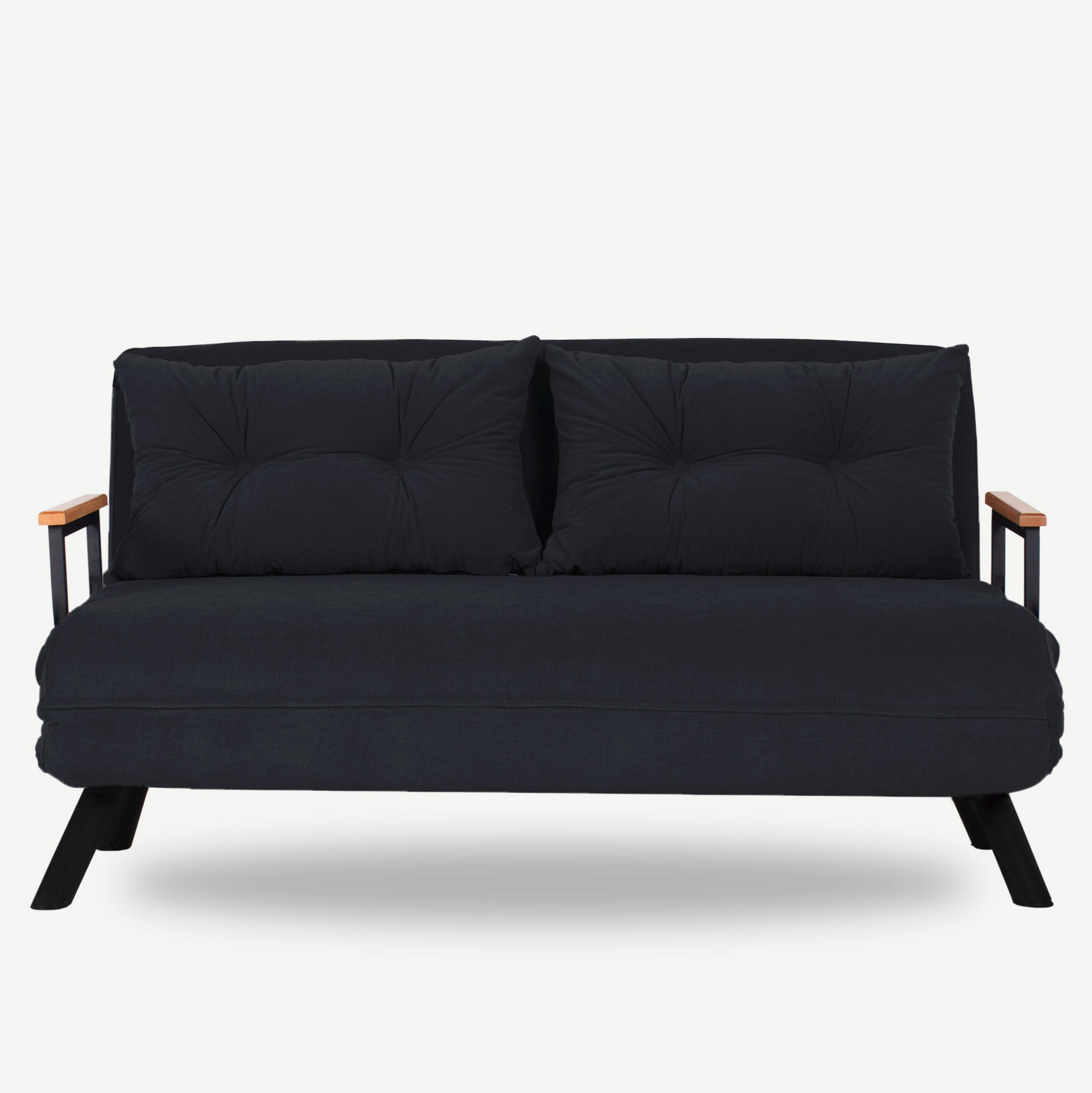 Nordvärk Sando   Pers  Sovesofa     Armlæn Sort Polyester Stof Og Sort Metal
