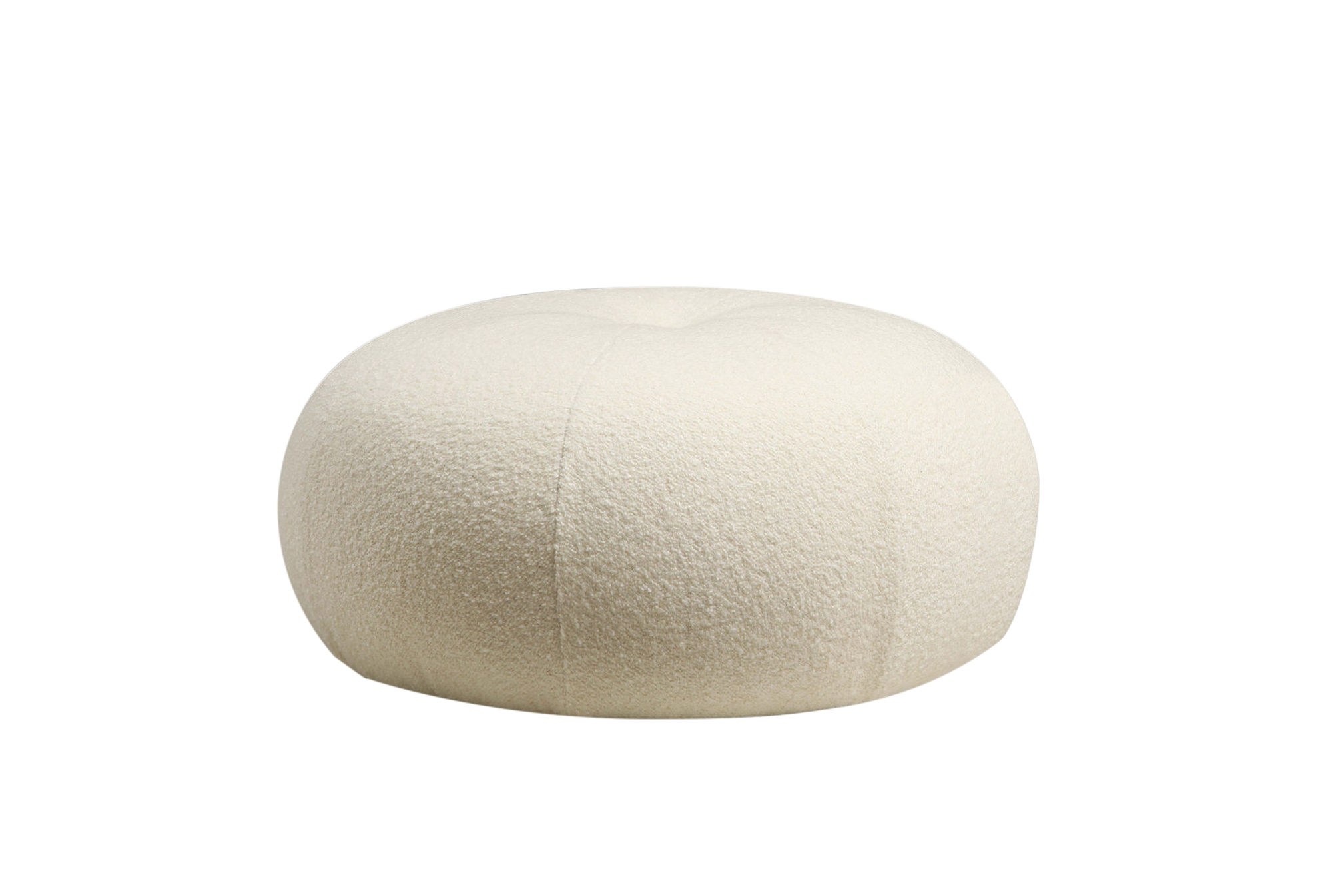 Nordvärk Tina Puf  Rund Hvid Bouclé Polyester Og Valnøddetræ  ø55