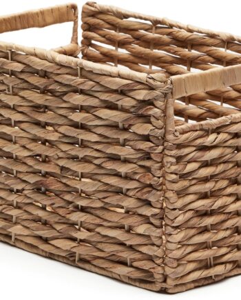 Opbevaringskurv Kave Home Woody Håndvævet Vandhyacint Foldbar Natur 27 5x25x35 Cm