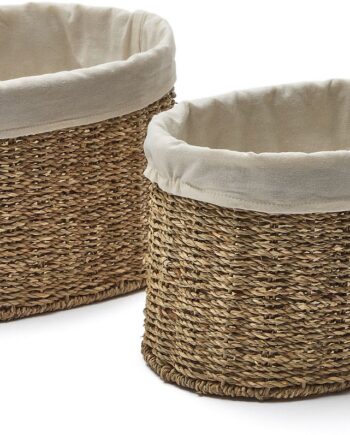 Opbevaringskurvesæt Kave Home Tossa Naturfibre Rustik Kolonial 25x35 Cm   Stk
