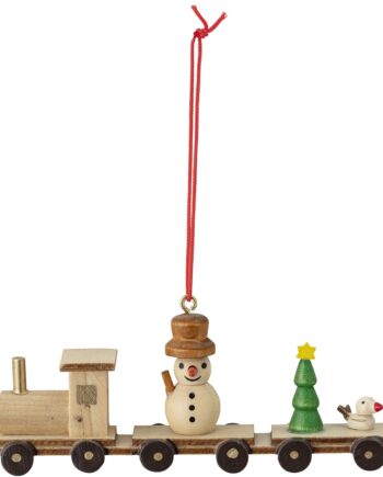 Ornament Julepynt Bloomingville Rayne Train   Naturfarvet Krydsfiner Med Sneemand Og Fugl