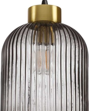 Pendel Lampe Ideal Lux Mint   Røgfarvet Glas Og Sort Metal ø200 Mm Justérbar Højde