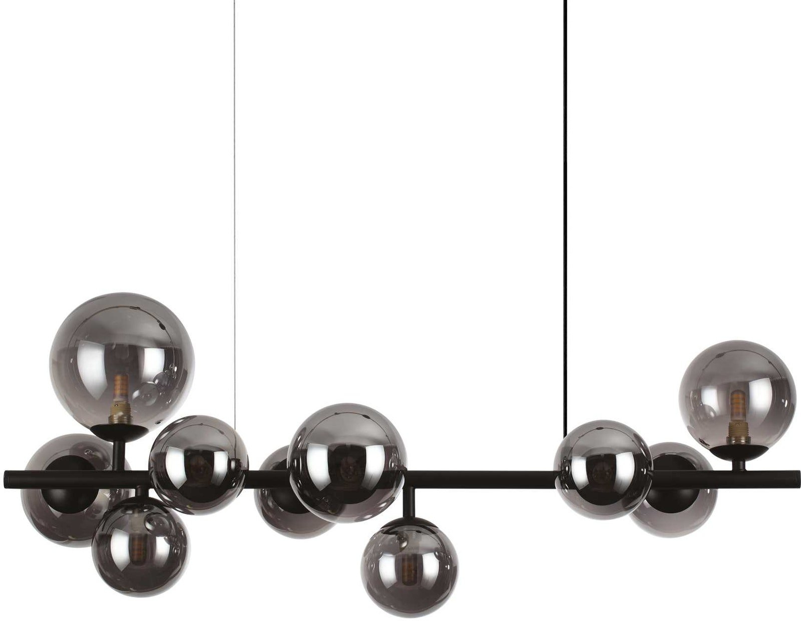 Pendel- Og Loftlampe Ideal Lux Perlage Sort Mat Med Blæste Glasdiffusorer Og Justerbar Højde