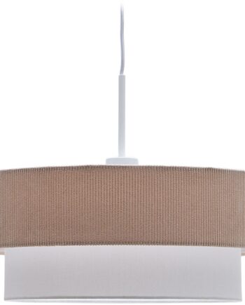 Pendellampe Kave Home Bianella Beige Fløjl Bomuld ø40 Cm H110 Cm Rustik Kolonial