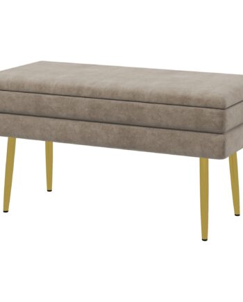 Polstret Bænk Med Opbevaring  Stål  79   Cm   37   Cm   43 Cm  Beige