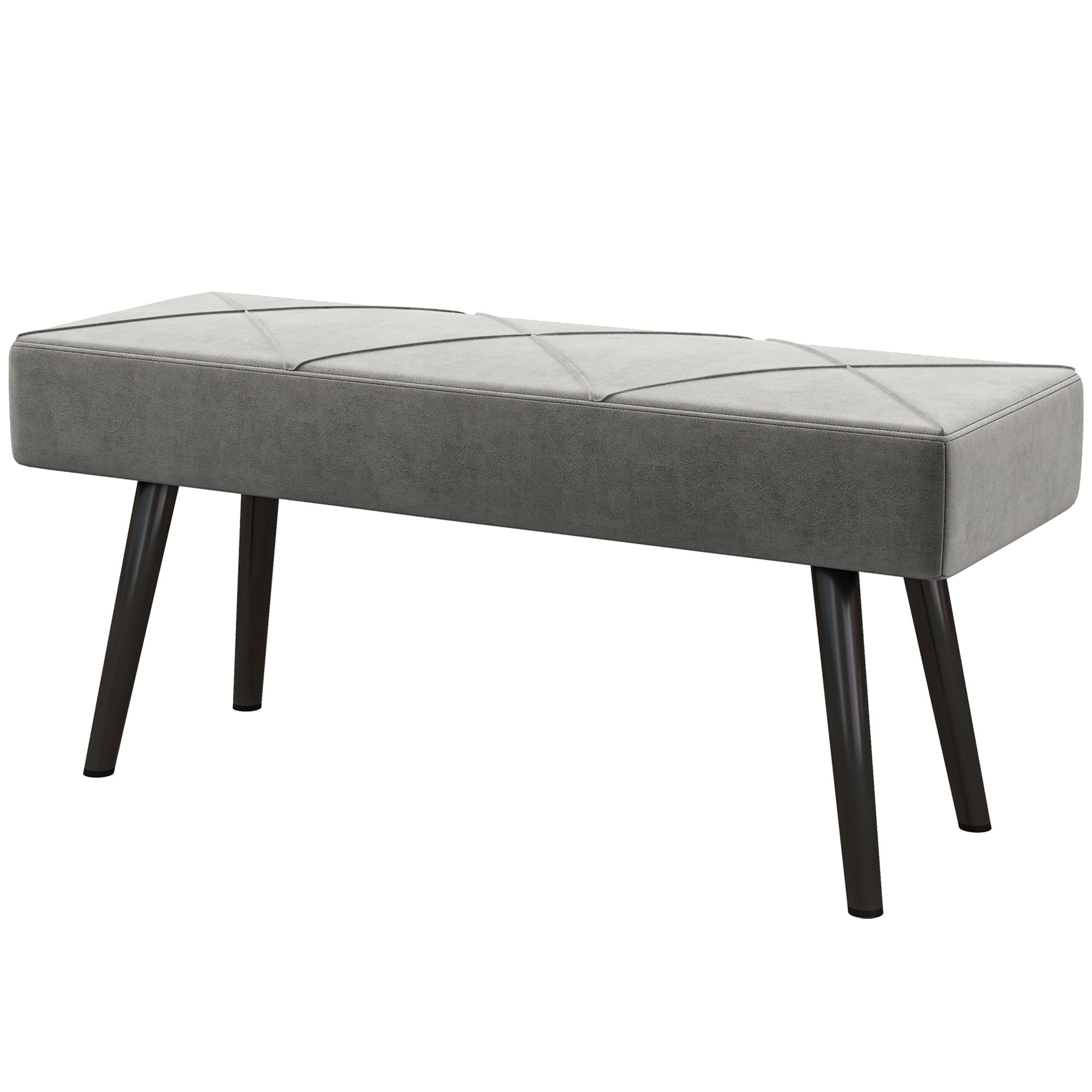 Polstret Bænk Sengebænk  Velour Look  100   36   45 Cm  Grå