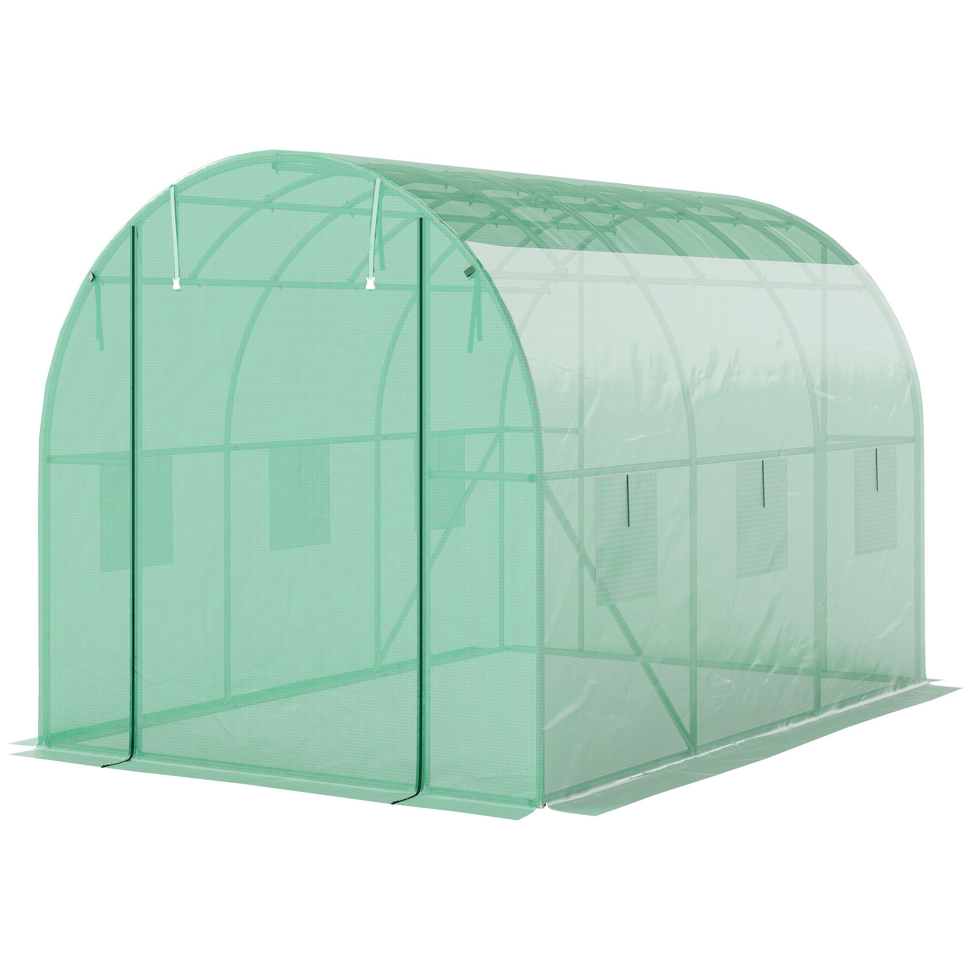 Polytunnel Drivhus Med Plastikdæksel Og Stålramme Walk-in Drivhustelt Med Rulledøre Grøn