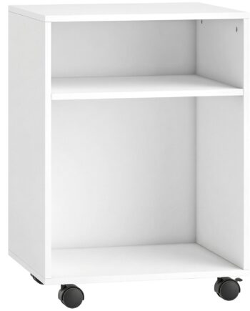 Printerstativ Bord Med   åbne Hylder  Låsbare Hjul Til Kontor Hjem  Fax Scanner  40   35   56 Cm  Hvid