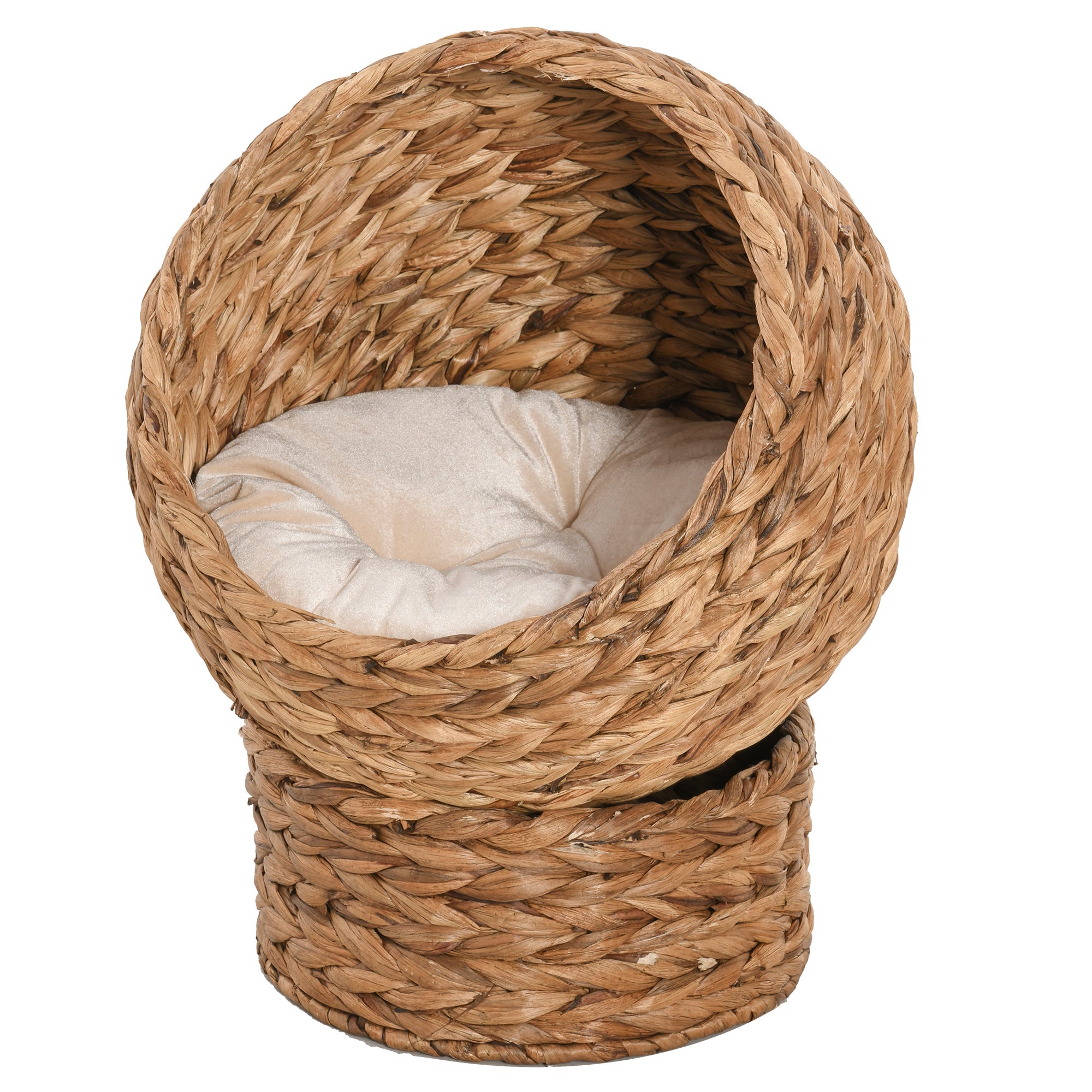 Rattan Kattekurv Kattehule Kattehus Katteseng Med Pude Kæledyrsseng Vandhyacint Brun 50   42   60 Cm