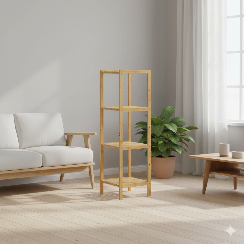 Reol   Bambus    Hylder   110x33x33cm  Naturfarvet