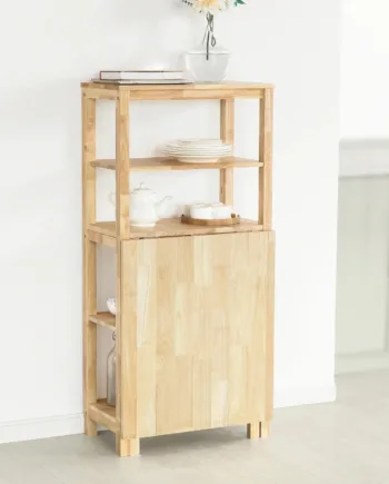 Reol Med Spisebord  Pladsbesparende Og Multifunktionelt Møbel  B98   D60   H126 Cm  Naturfarvet