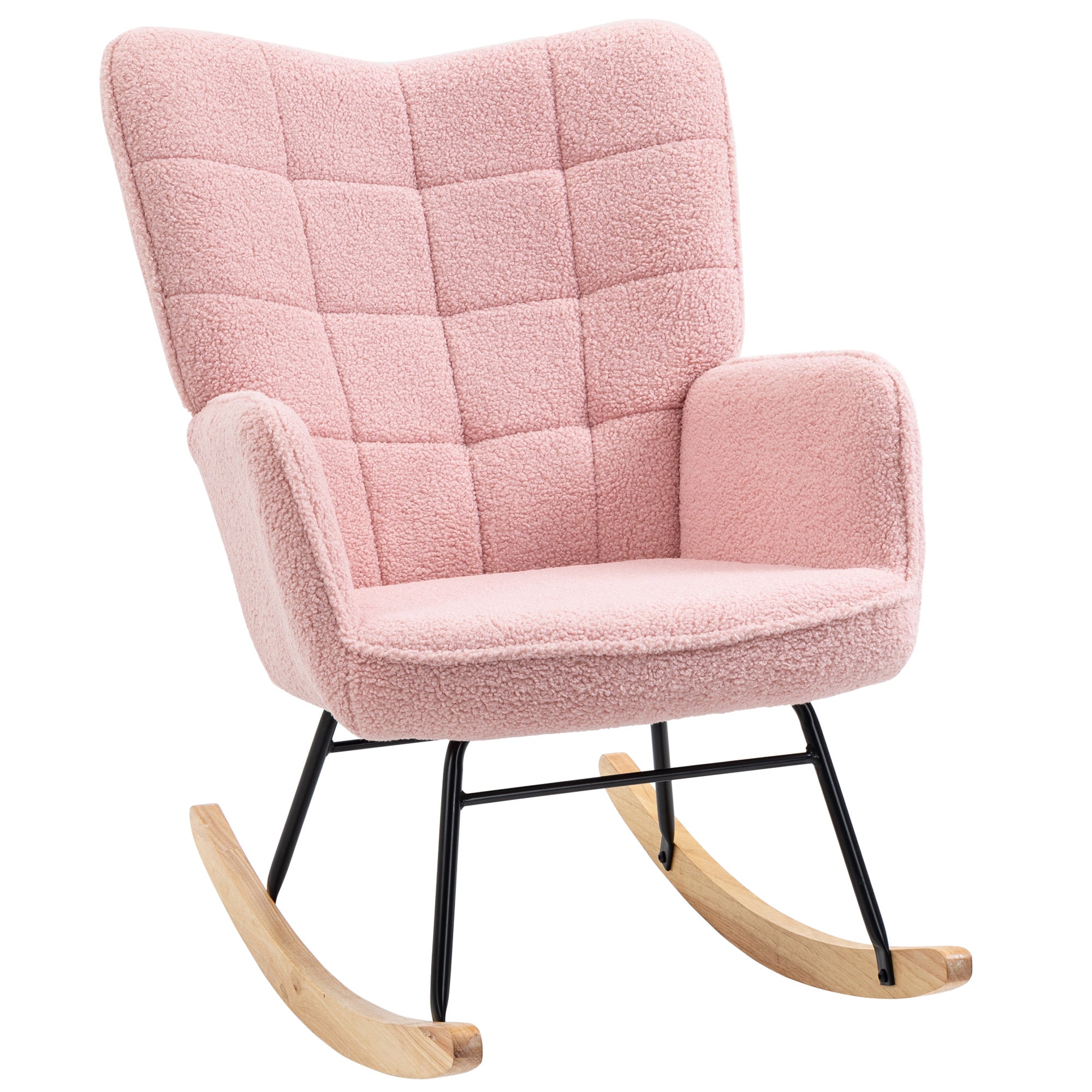 Retro Gyngestol  Massivt Træ  Lænestol  Afslappende Lænestol  98 Cm   71 Cm   101 Cm  Lyserød
