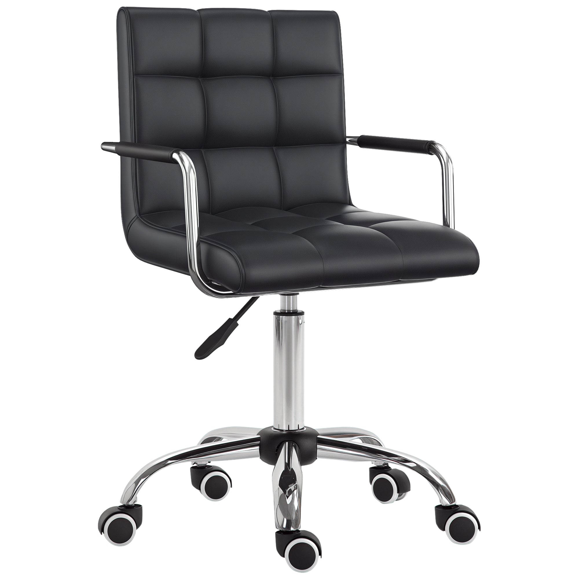 Retro Kontorstol Højdejusterbar   Hjul 52   Cm   54 Cm   99 Cm Sort