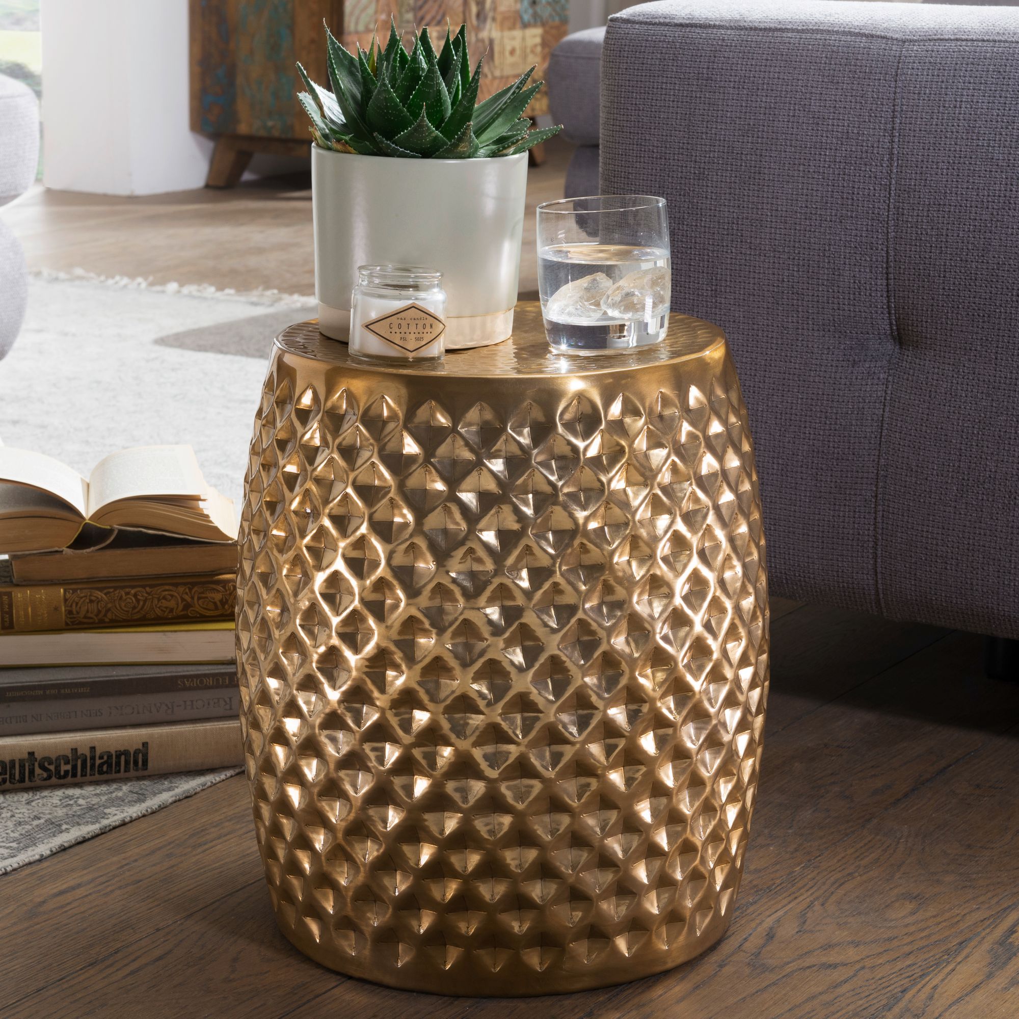 Rundt Sidebord   Guldfarve 32 Cm