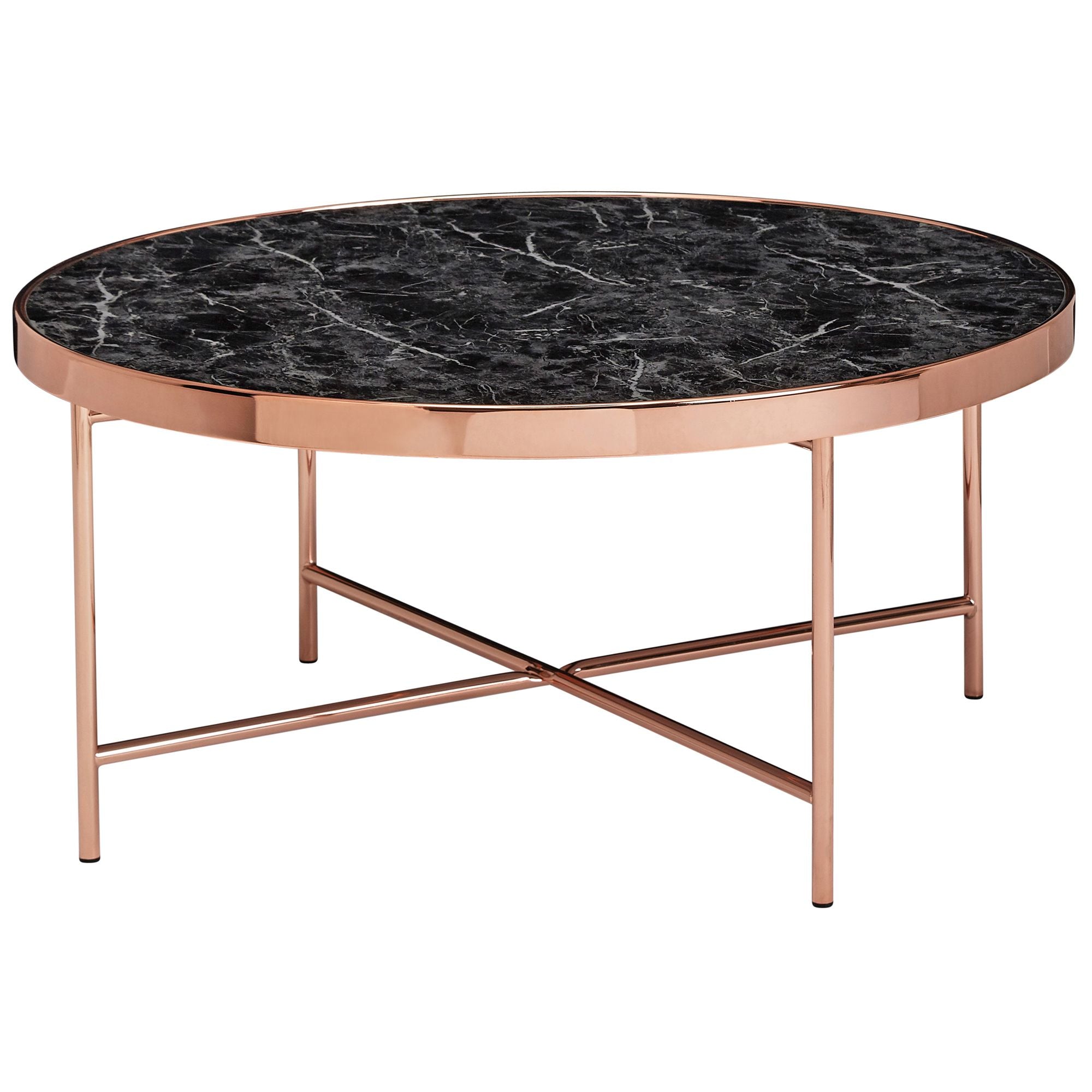 Rundt Sofabord   Sort Marmor-look  82 Cm