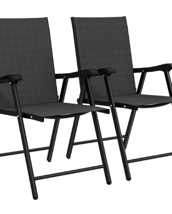 Sæt Med   Foldbare Havestole Med Høj Ryglæn Og Armlæn  Stål  Texteline  58   62   97 Cm  Sort