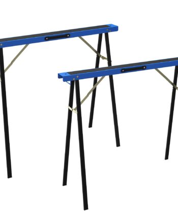 Sæt Med   Robuste  Foldbare Metalsavbukke Til Tømrerarbejde Og Gør-det-selv-projekter  Blå Og Sort