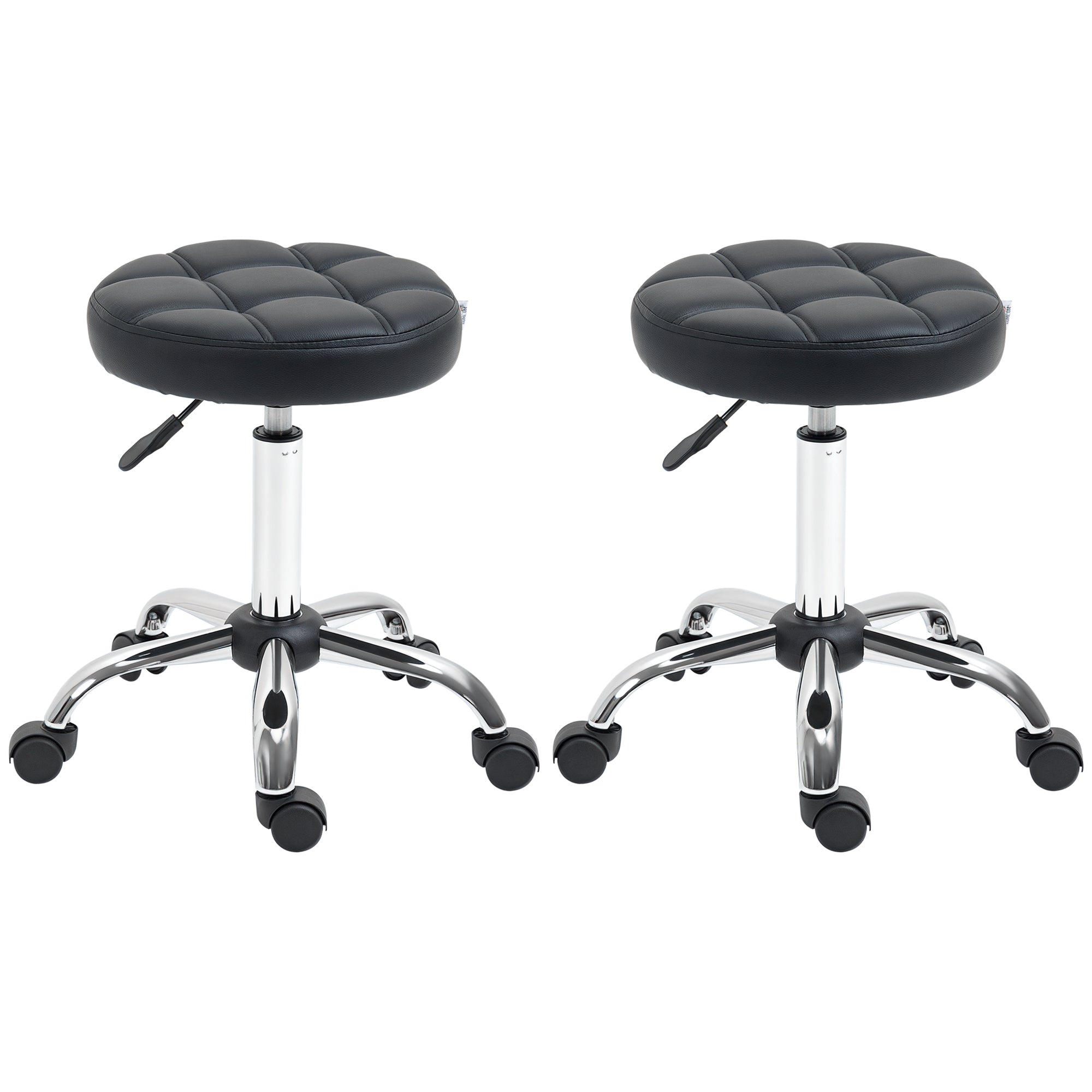 Sæt Med   Rullestole  Højdejusterbare  Drejestole 48-63 Cm  Arbejdsstol 360â  Drejelig  Kontorstol Til Kontor  Salon  Massage  Spa  Sort