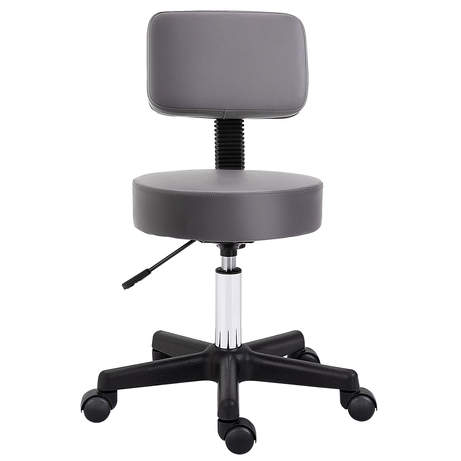 Salonskammel  Højdejusterbar  Ergonomisk  360â  Drejelig    Hjul  Syntetisk Betræk  Grå