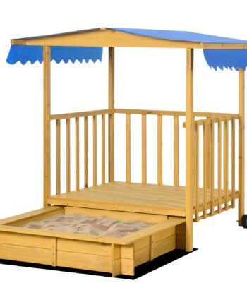 Sandkasse Med Legehus  Sandkasse Med Tag  133   129   137   Cm  Naturlig   Blå
